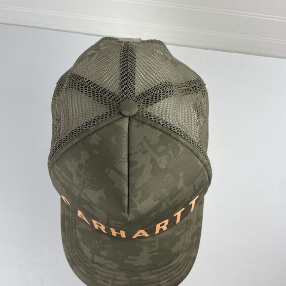 Carhartt Snapback Trucker Hat Burnt Olive Green Camouflage Adjustable Mesh Back - Picture 6 of 8